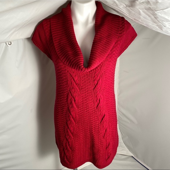 Express cowl neck red sleeveless tunic sweater M - Picture 1 of 6